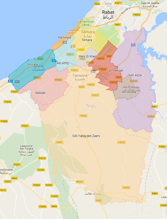 Carte du ressort territoire Skhirate Temara